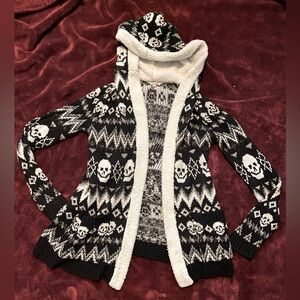 Skull hooded cardigan